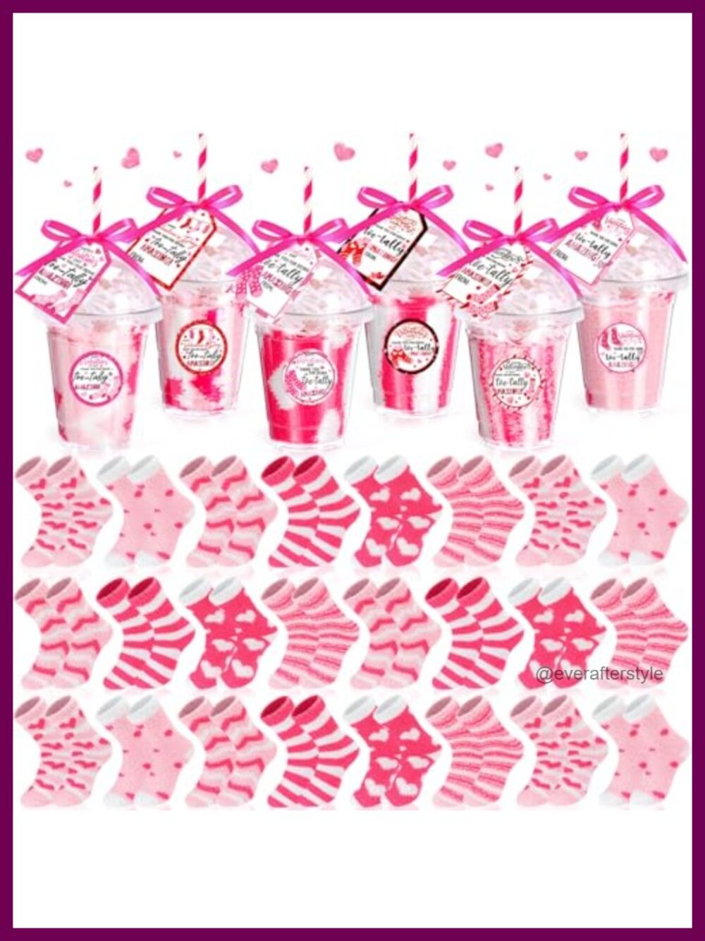 24 Pairs Fuzzy Coral Fleece Socks Gift Set with Cups Cards Stickers